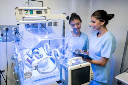 newborn baby being treated for jaundice