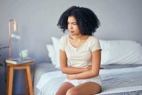 Woman holding her stomach