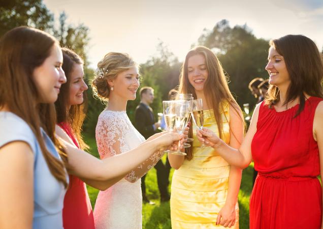 Bride with bridesmaids