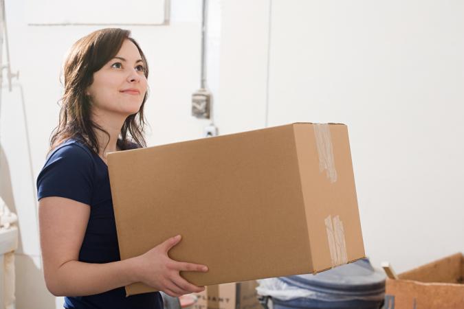 Woman holding a box