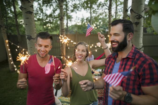 Friends with sparklers