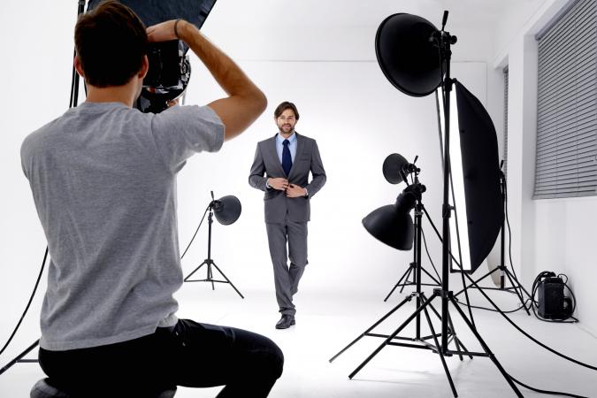 Photographer working in his studio