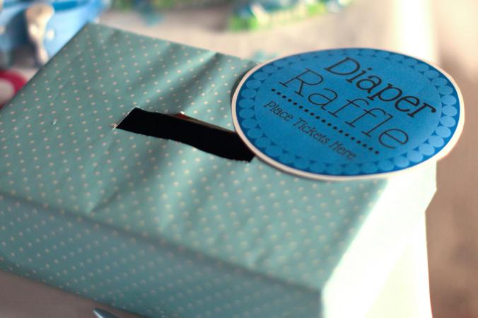 diaper raffle ticket box and sign
