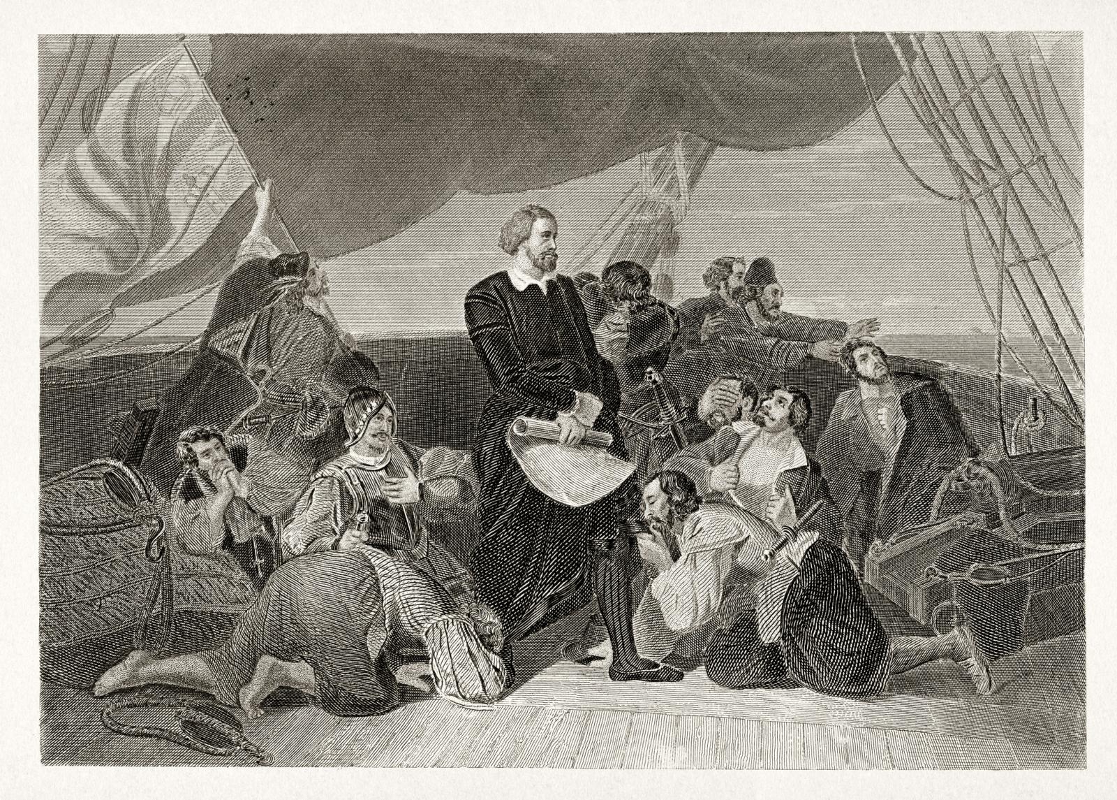 Christopher Columbus arriving to new world