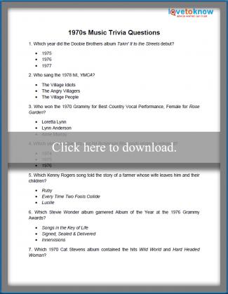 Witty 1950 Trivia Questions and Answers Printable | Brad ...