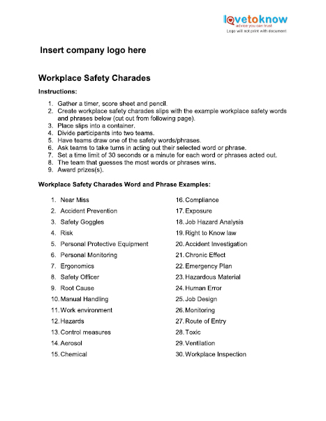 Safety Games For The Workplace Lovetoknow