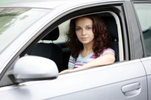 Woman driving car