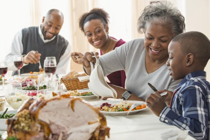 Serving Thanksgiving turkey
