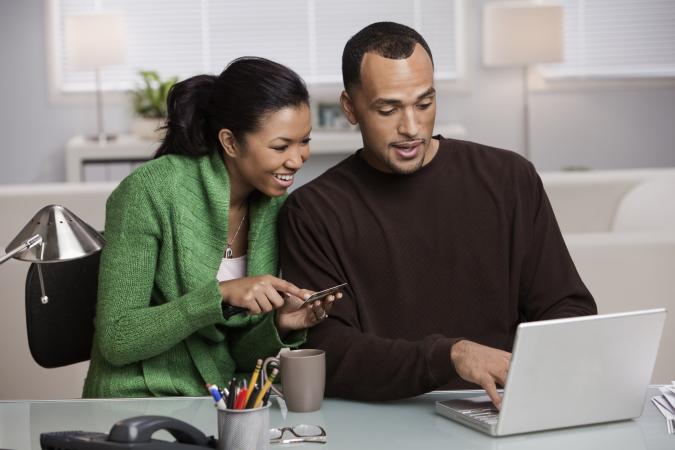 Couple shopping online