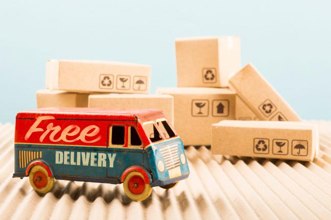 Free delivery truck with packages