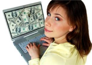 Woman looking at money-saving website