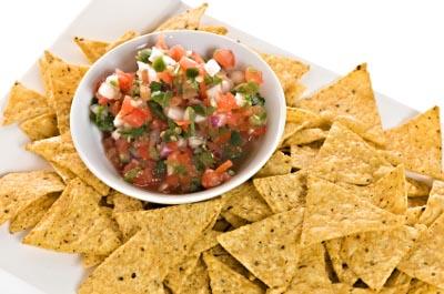 Chips and salsa for a crowd of party guests