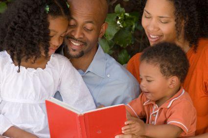 family reading together