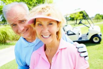 Couple playing golf