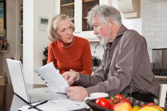 Senior couple working on finances