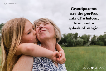 Granddaughter kissing her grandmother 