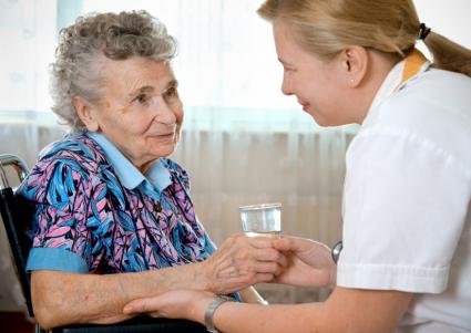 Elderly woman in nursing home