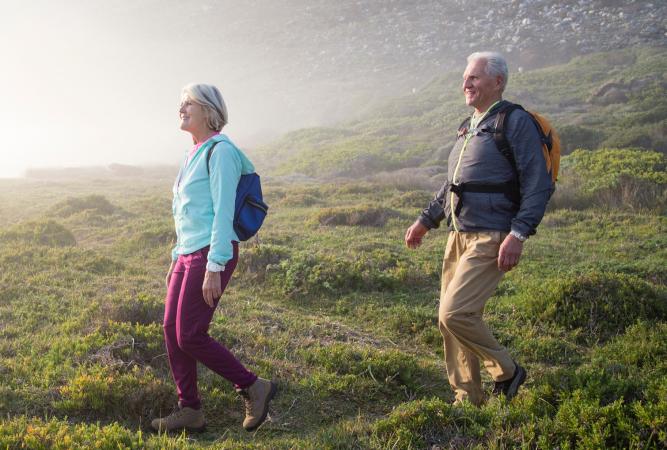 Senior couple hiking