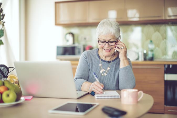 senior woman working from home