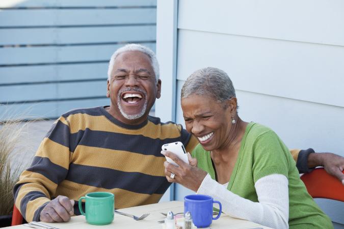 Senior couple laughing