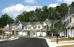 Row of town houses in a senior living community