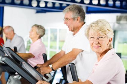 seniors on treadmills