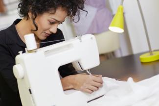 woman with sewing machine