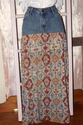 jean skirt with fabric bottom