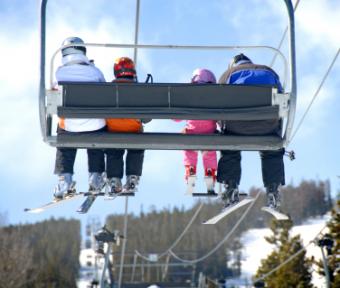 Riding the ski lift
