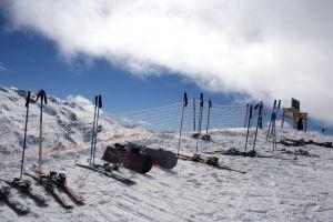 skis on the hill