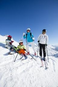 family skiing