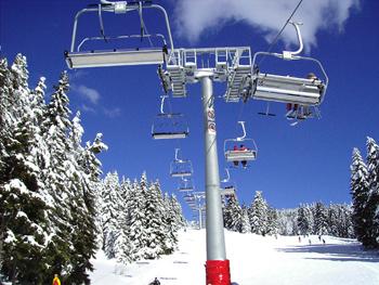 skiers heading up for first tracks