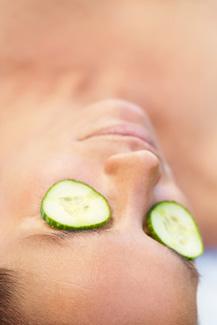 Cucumbers over eyes