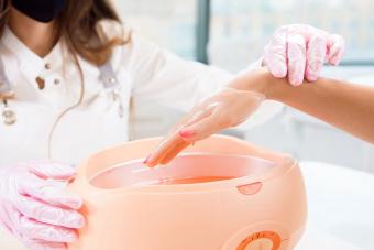 process paraffin treatment of female hands