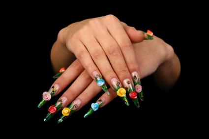 unique black and gem nail design