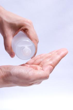 Man putting on clear gel lotion