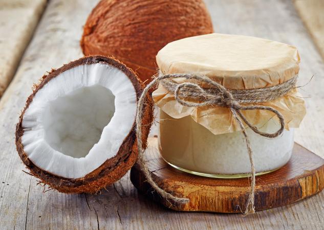 Coconut jar with coconut oil