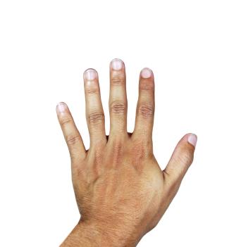 Isolated image of a hand and fingernails