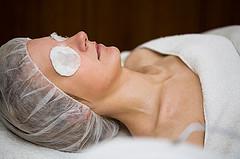 Woman undergoing chemical exfoliation