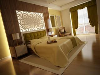 Emerald colored bedroom