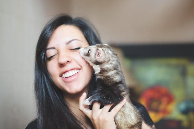 Girl and pet ferret