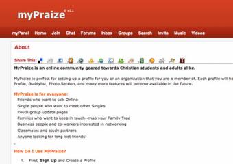 Screenshot of MyPraize website