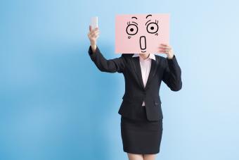 Business woman billboard selfie