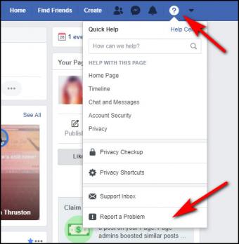 How to report a problem on Facebook