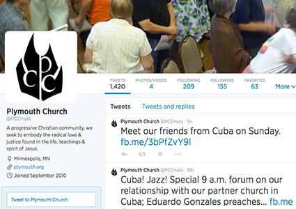 Screenshot of Plymouth Church Twitter Page