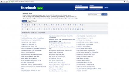 Facebook Directory screenshot