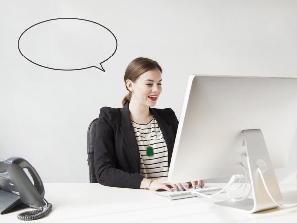 woman on computer