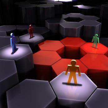 Concept image of figures in different social networks