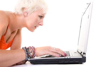 Woman working on her laptop