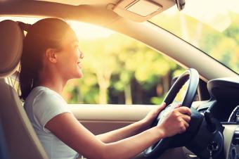 Woman driving a car